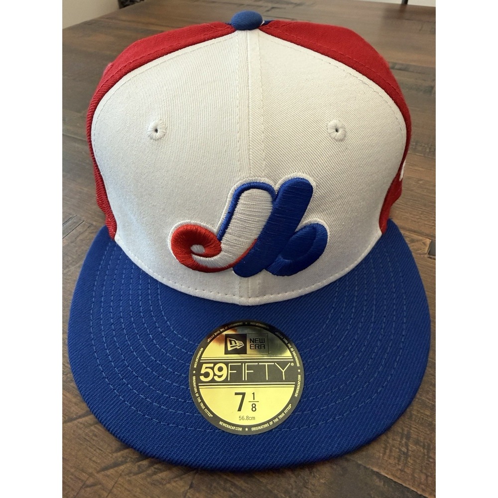 Montreal Expos Hat New Era 59FIFTY 7 1/8 Pin Wheel Red White Blue Wool MLB New - Picture 1 of 8
